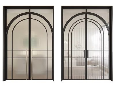 Modern Interior Sliding Doors With Black Frames And Elegant Glass Design 3d model