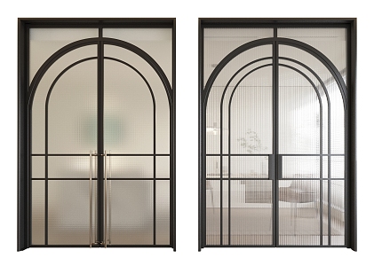 Glass door combination sliding door double door Changhong glass door kitchen door 3d model