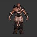 Muscular Game Movie Character With Bald Head Shoulder Armor And Angry Expression