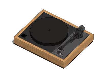 Modern Turntable Audio Equipment With Wooden Frame Black Platter And Tonearm Design 3d model