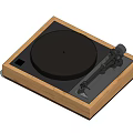 Modern Turntable Audio Equipment With Wooden Frame Black Platter And Tonearm Design