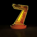 Illuminated Number 7 Trophy With Yellow Accents Red Base And Vote Design