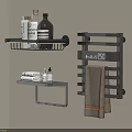 Modern Bathroom Accessories With Wall Mounted Shelves Towel Rack And Digital Clock