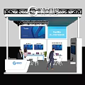 Xinxing Technology C-T15 Modern Exhibition Booth with Vantec Large Screens Reception Desk and People