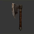 Vintage Axe Weapon With Leather Wrapped Handle And Rustic Blade