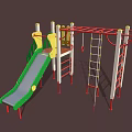 Outdoor Playground Equipment With Green Slide Climbing Frame Ladder And Rings