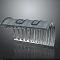Curved Metal Mechanical Component with Surface Bolts and Internal Blades in Industrial Design