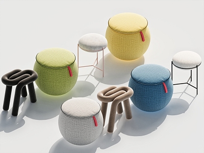 Modern Stool Combination Low Stool Round Stool model