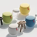 Modern Stool Combination Low Stool Round Stool 3d model
