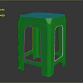 Modern Green Plastic Stool Featuring Simple Design And Hollow Side Structure 3d model