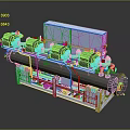 Tire Manufacturing Industrial Equipment With Black Cylindrical Parts Blue Panels And Copper Tubes