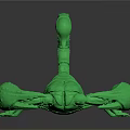 Detailed Green Scorpion Model Isolated on Black Background with Glossy Surface