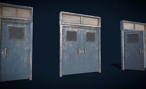 Modern factory door iron door double door security door 3d model