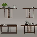 New Chinese Style End View Desk End View Cabinet 3d model