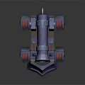 Detailed Purple 3D Game Cannon With Red Wheels And Sturdy Base