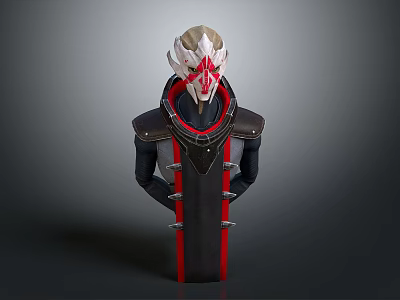 Futuristic Game Movie Character With White Red Helmet And Black Armor Design 3d model