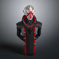 Futuristic Game Movie Character With White Red Helmet And Black Armor Design