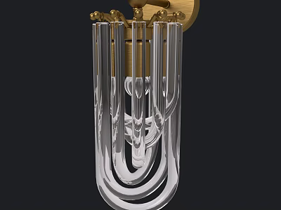 Elegant Modern Wall Lamp with Transparent Glass and Brass Base for Home Lighting 3d model