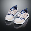 Lightweight Beige And Blue Running Shoes With Mesh Upper White Sole Lace Up Design