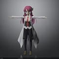 Pink Haired Anime Character With Green Accessory Long White Coat And Outstretched Arms
