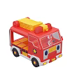 Red Yellow Electric Toy Fire Truck Fun Cute Cartoon Face And Star Design For Kids