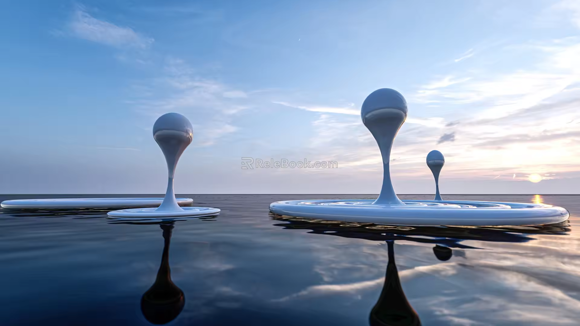Modern Urban Sculpture Water Drops 3d model