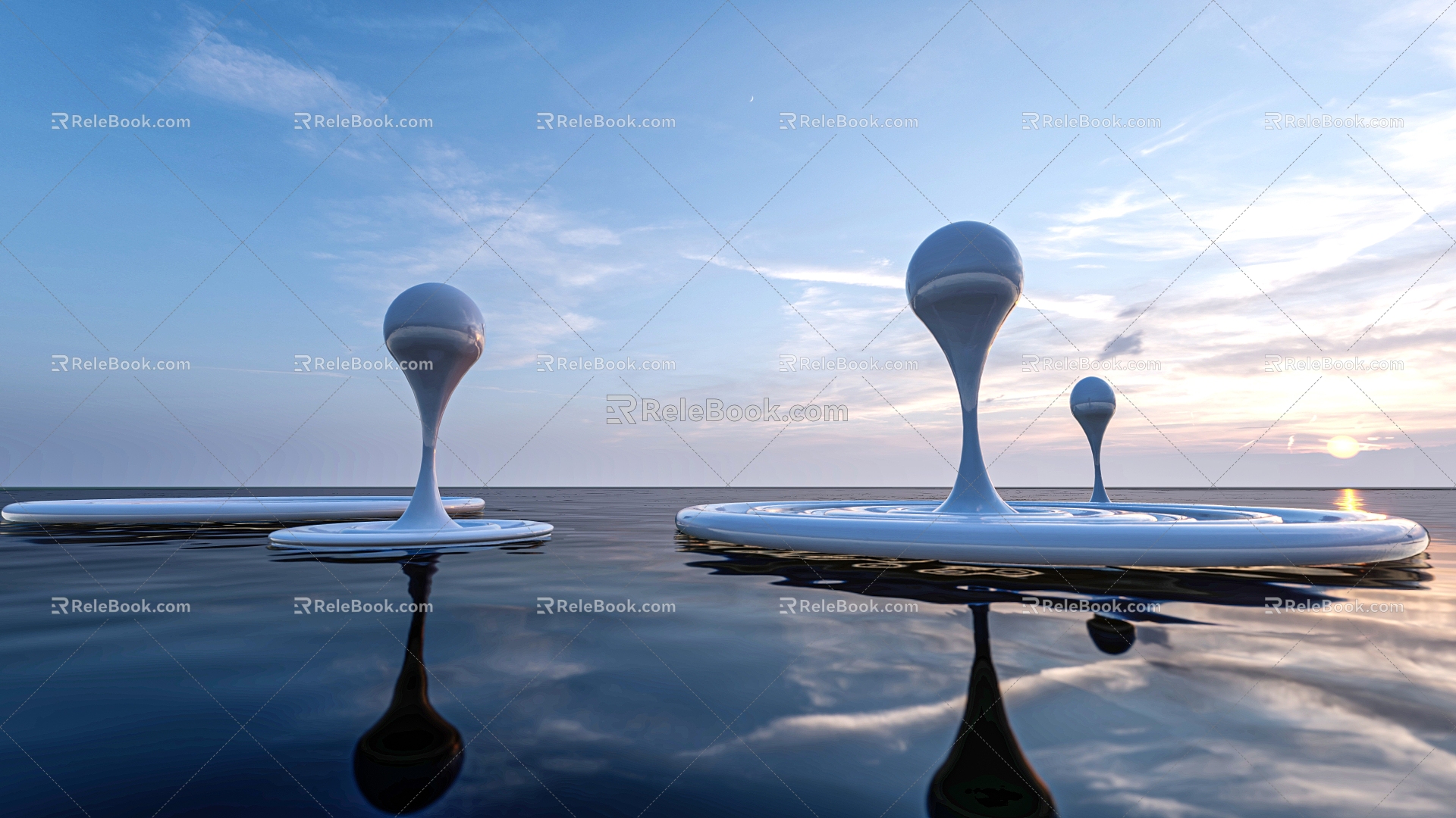 Modern Urban Sculpture Water Drops 3d model