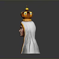 Woman Wearing Golden Crown With Gemstones And White Veil With Yellow Trim