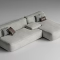 Gray L Shaped Sectional Sofa With Modern Design And Decorative Cushions 3d model