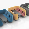 Multi Colored Modern Casual Sofa Set With Coffee Table And Soft Upholstered Seats 3d model