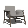 Modern Lounge Chair With Light Fabric Upholstery And Natural Wooden Frame