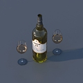 Wine Bottle Wine Glass 3D Model 3d model