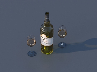 Wine Bottle Wine Glass 3D Model 3d model