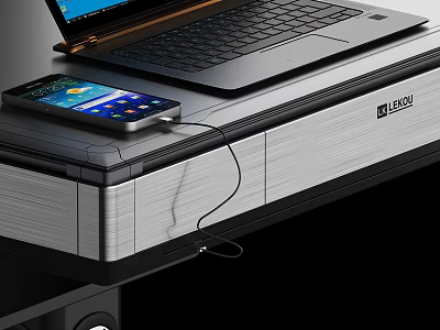 Sleek Modern Lenovo Docking Station Setup With Laptop And Smartphone 3d model