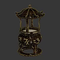 Antique Style Black Decorative Container With Gold Animal Patterns And Tripod Base 3d model