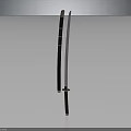Traditional Japanese Katana Weapon With Black Scabbard Long Metal Blade And Decorative Handle