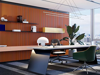 modern office desk and chair 3d model