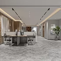 Modern Corporate Reception Desk With Marble Counter Decorative Wall And Signage