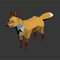 Low Poly Fox Game Movie Character With Orange Fur White Belly And Brown Legs Design
