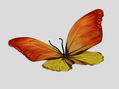 Vibrant Orange And Yellow Winged Butterfly A Colorful Flying Insect With Bright Wings 3d model
