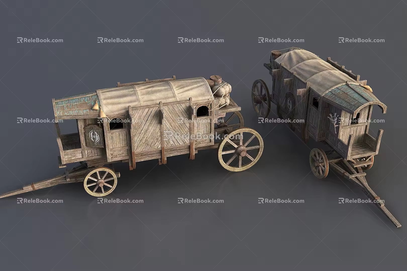 Ancient plank car 3d model