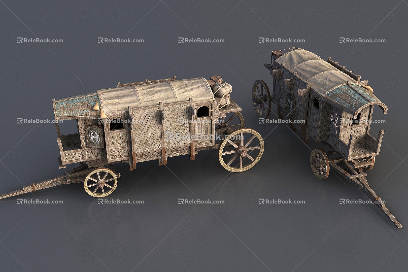 Ancient plank car 3d model