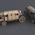 Ancient plank car 3d model