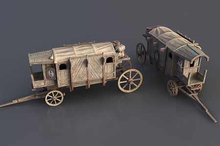 Ancient plank car 3d model