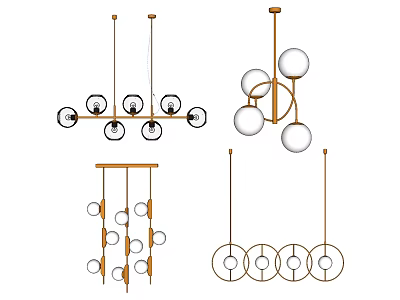 Modern Chandeliers With Various Designs Including Spherical And Circular Elements For Interior Decor 3d model