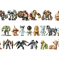 Multiple Collectible Character Dolls With Various Robot Animal And Cartoon Designs