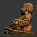 Smiling Buddha Red Stone Carving In Sitting Posture With Detailed Base