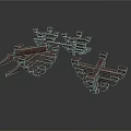 3D Rendered Brown Wooden Brackets in Various Styles on White Background