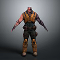 Muscular Bald Male Character With Yellow Vest Dark Pants And Knee Pads