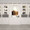 Elegant White Wine Cabinet Featuring Multiple Wine Racks and Decorative Painting